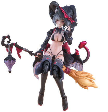 Figurine of a character with a broom and staff on a white background