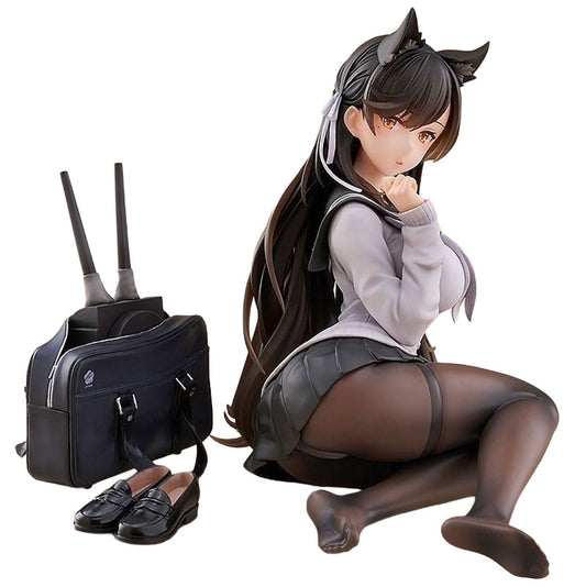 Atago from Azur Lane figurine with black bag and shoes on a white background