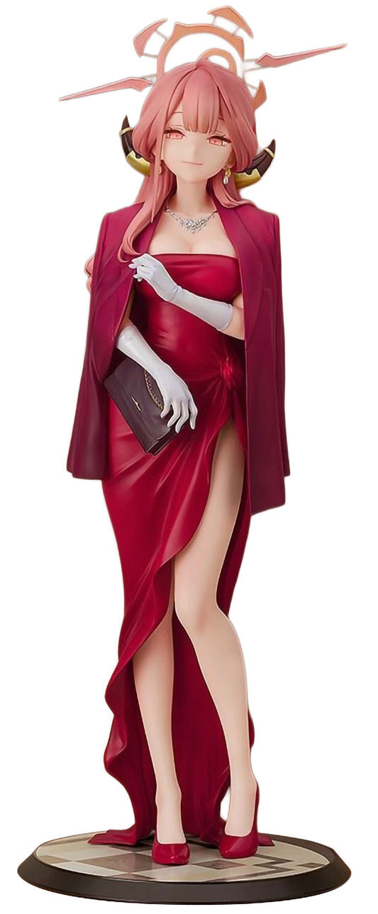 Figure of a character in a red dress with a white background