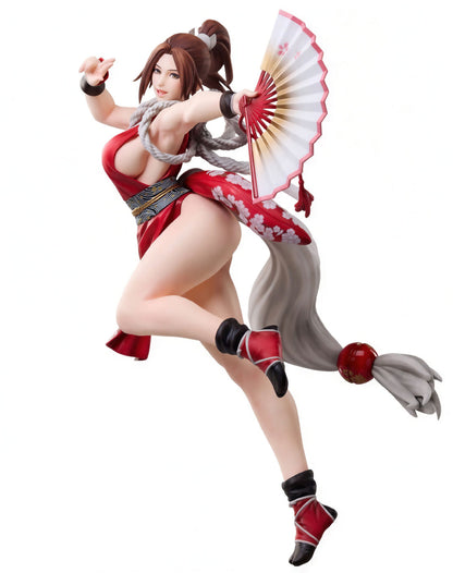 Animated character in red and white outfit with fan on a white background