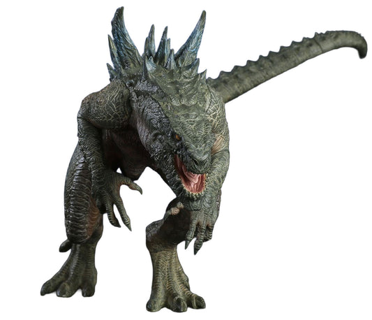 A detailed Godzilla 1998 ver. action figure or collectible creature with a long tail, spiky back, and open mouth showing teeth, isolated on a plain white background.