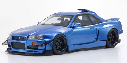 Nissan Skyline GT-R R34 Khyzyl Saleem Blue 1/18 Resin Model Car Samurai Kyosho