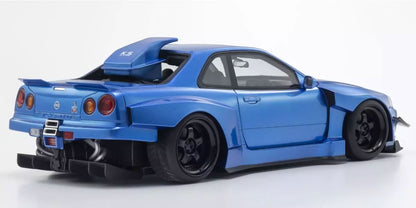 Nissan Skyline GT-R R34 Khyzyl Saleem Blue 1/18 Resin Model Car Samurai Kyosho