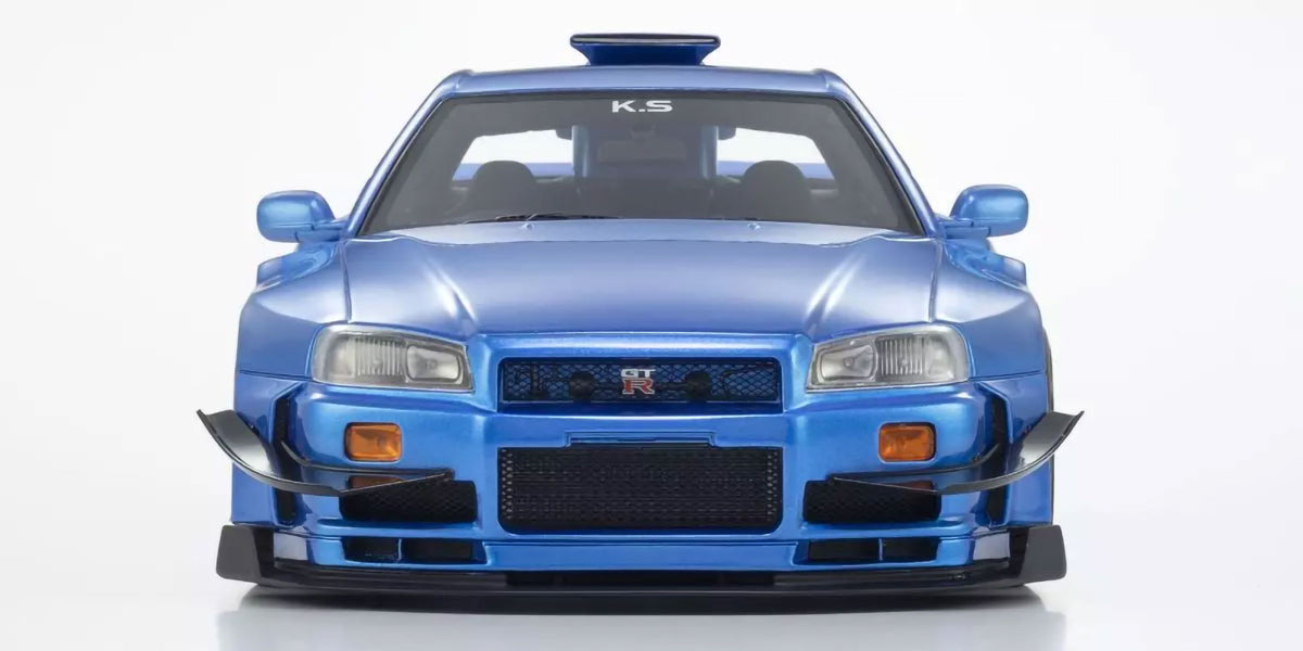 Nissan Skyline GT-R R34 Khyzyl Saleem Blue 1/18 Resin Model Car Samurai Kyosho