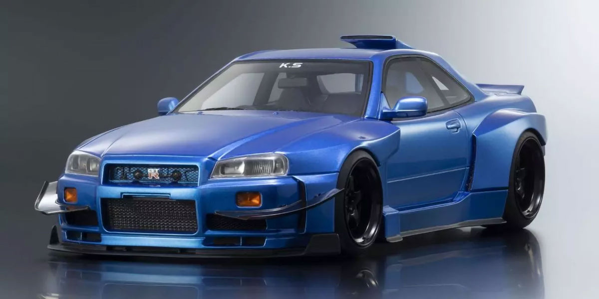Nissan Skyline GT-R R34 Khyzyl Saleem Blue 1/18 Resin Model Car Samurai Kyosho